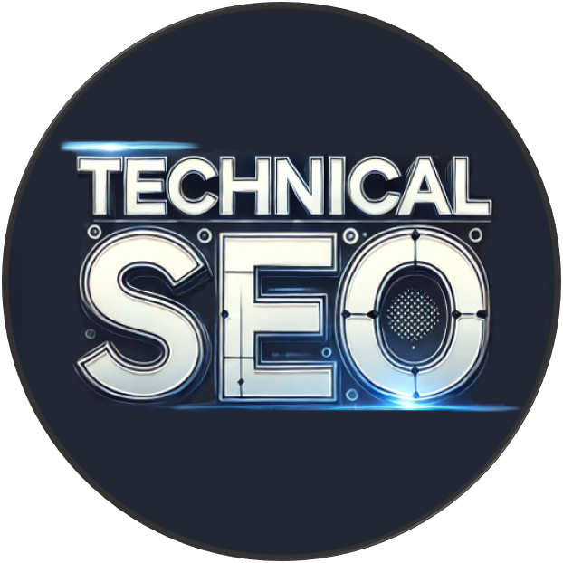 A logo for technical SEO with a target in the center