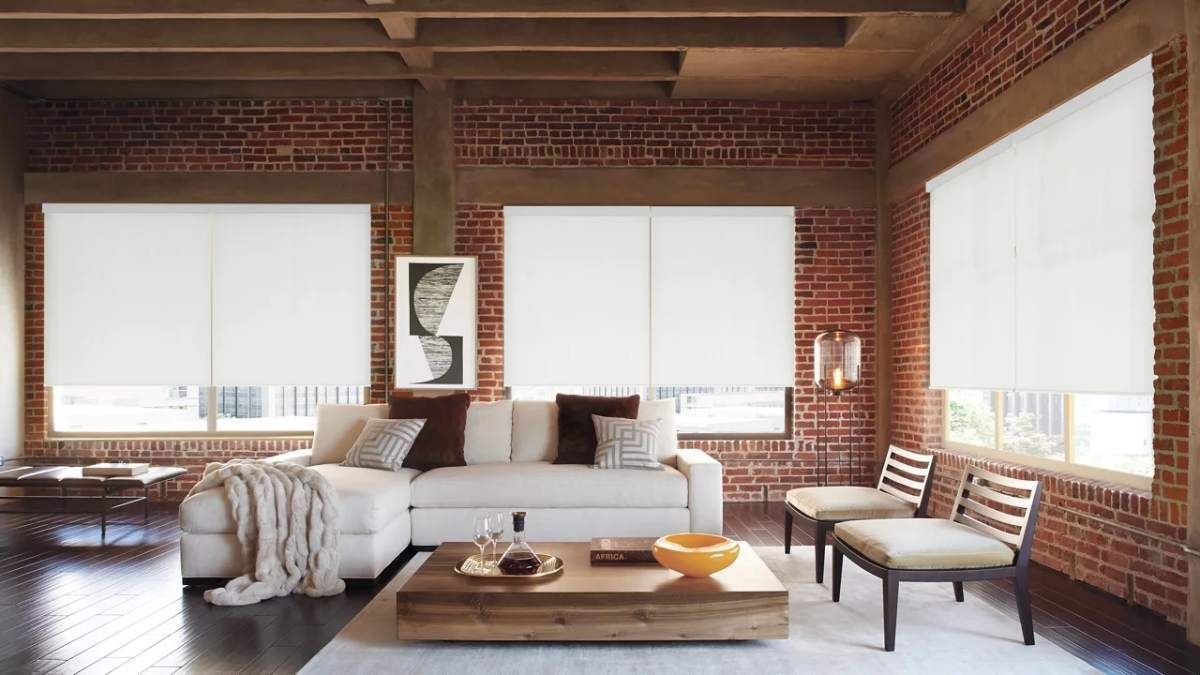 Hunter Douglas Designer Roller Shades in a Loft