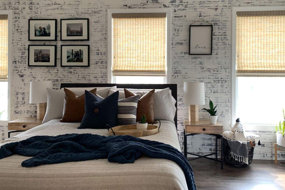Hunter Douglas Provenance® Woven Wood Shades in a restful bedroom in Newton, Massachusetts (MA)