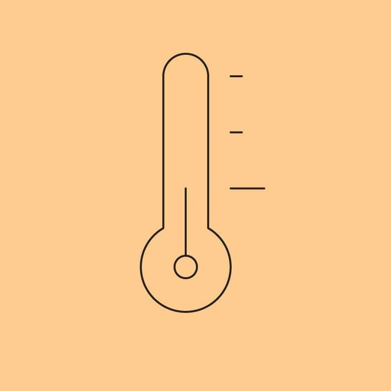 Simple icon of a thermometer  showing a low temperature on a muted orange background, demonstrating Onside NZ's stress-free recruitment services.