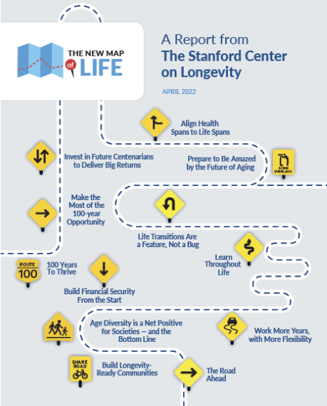 imagem do novo mapa da vida, publicado em 2022 através de um report do Standford Center on Longevity