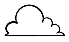 a black and white drawing of a cloud on a white background .