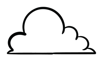 a black and white drawing of a cloud on a white background .