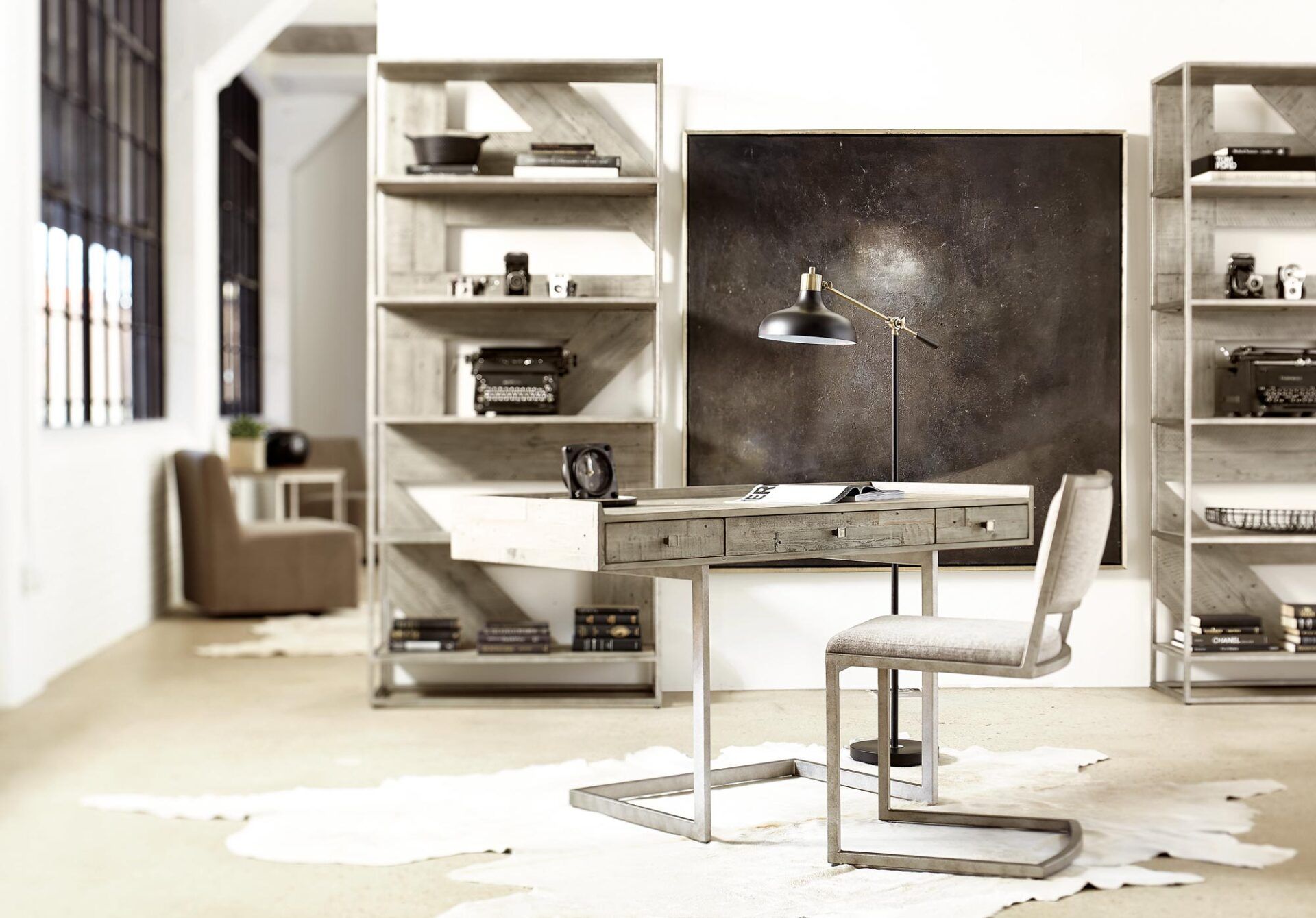 Bernhardt white desk and chair