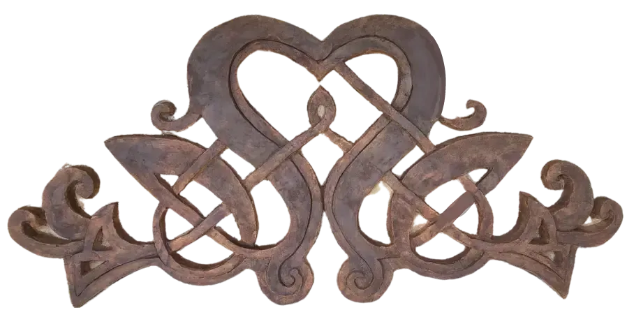 Brown wooden Celtic knot design.