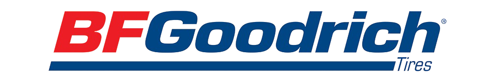 BFGoodrich Tires logo, red and blue, wordmark style.