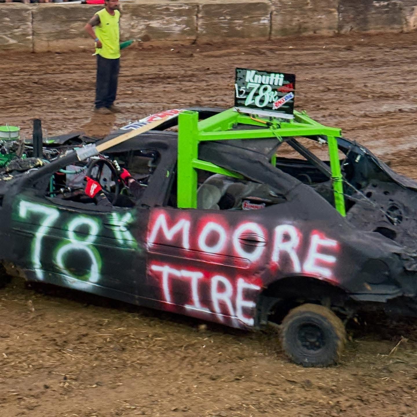 Demolition derby car with the number 78, 