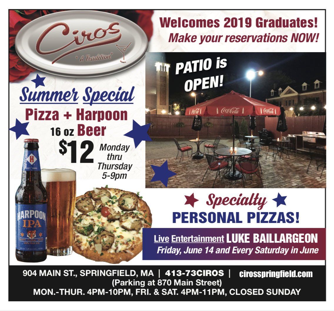 Ciros summer special pizza and blue moon