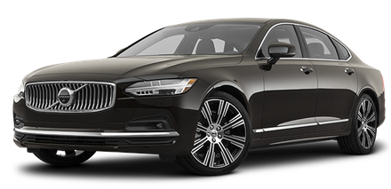 A black volvo s90 is shown on a white background.