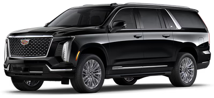 A black chevrolet suburban suv is shown on a white background.
