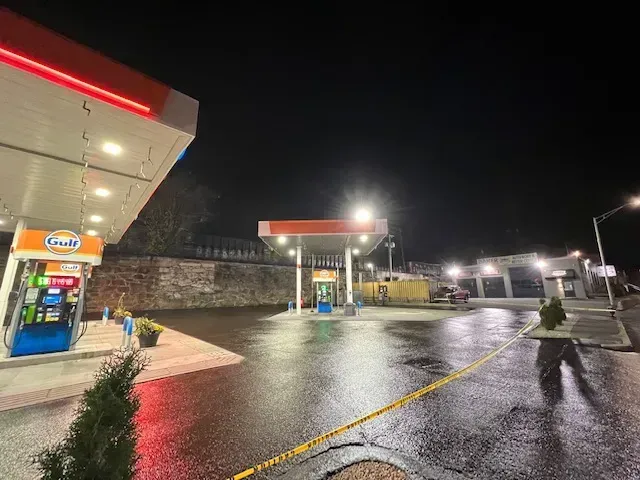 Gas Station Is Lit Up At Night - Worcester, MA - Patriot Seal Coating & Paving
