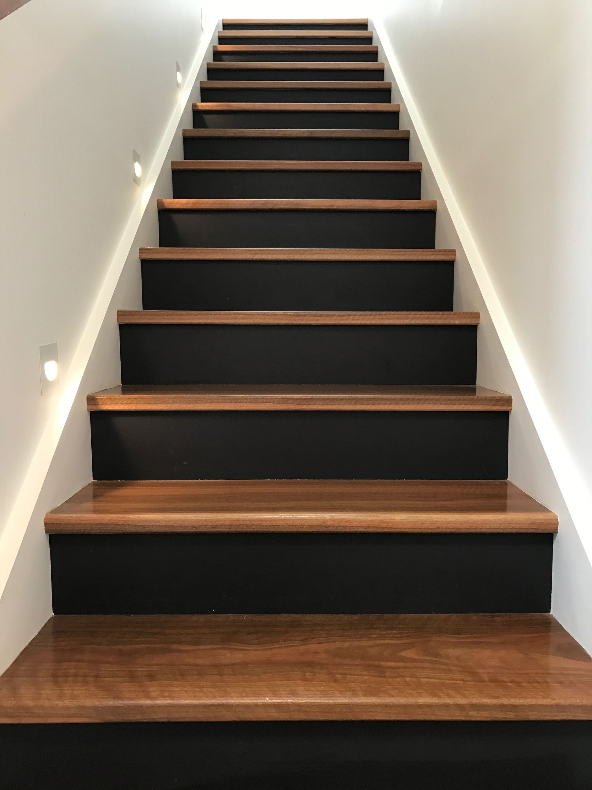 Staircase With Black Steps And Wooden Steps Leading Up — CPAINT in Forster, NSW