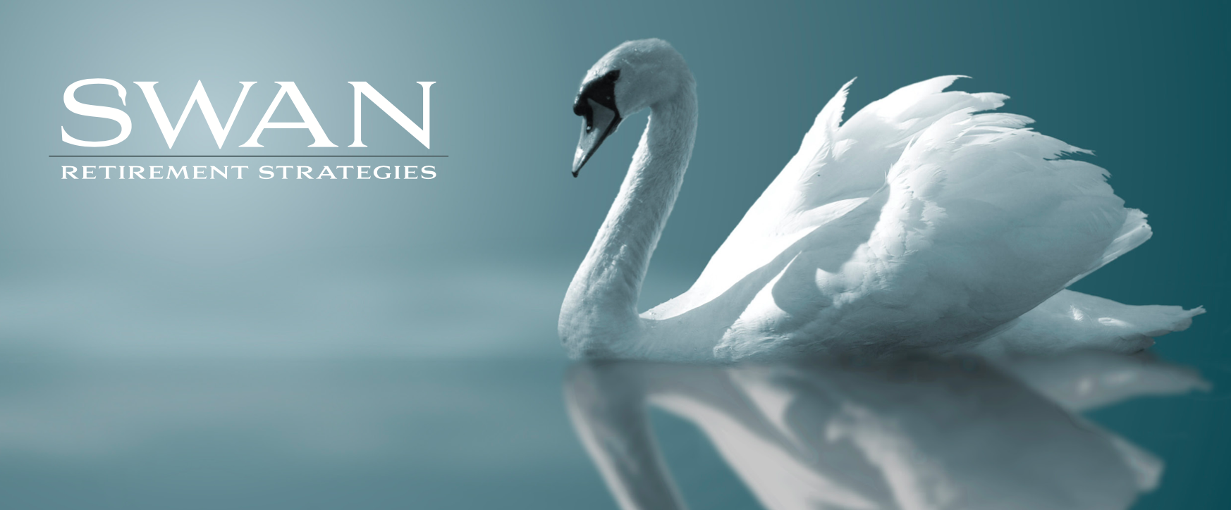 a swan is reflected in the water with the words swan retirement strategies above it