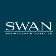the logo for swan retirement strategies is gray and white .