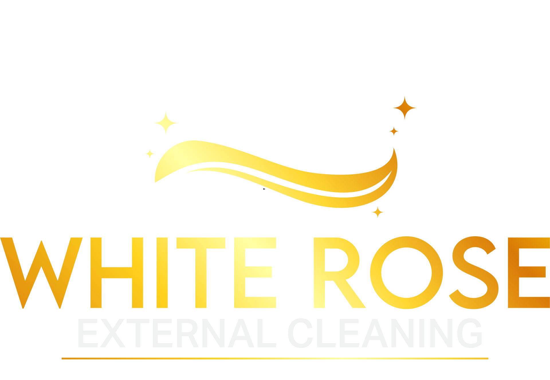 A gold logo for a company called white rose external cleaning.