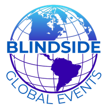 Blue globe logo with the word "BLINDSIDE" and "GLOBAL EVENTS" below.