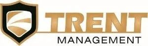 Logo for Trent Management, with shield graphic and gold text on white background.