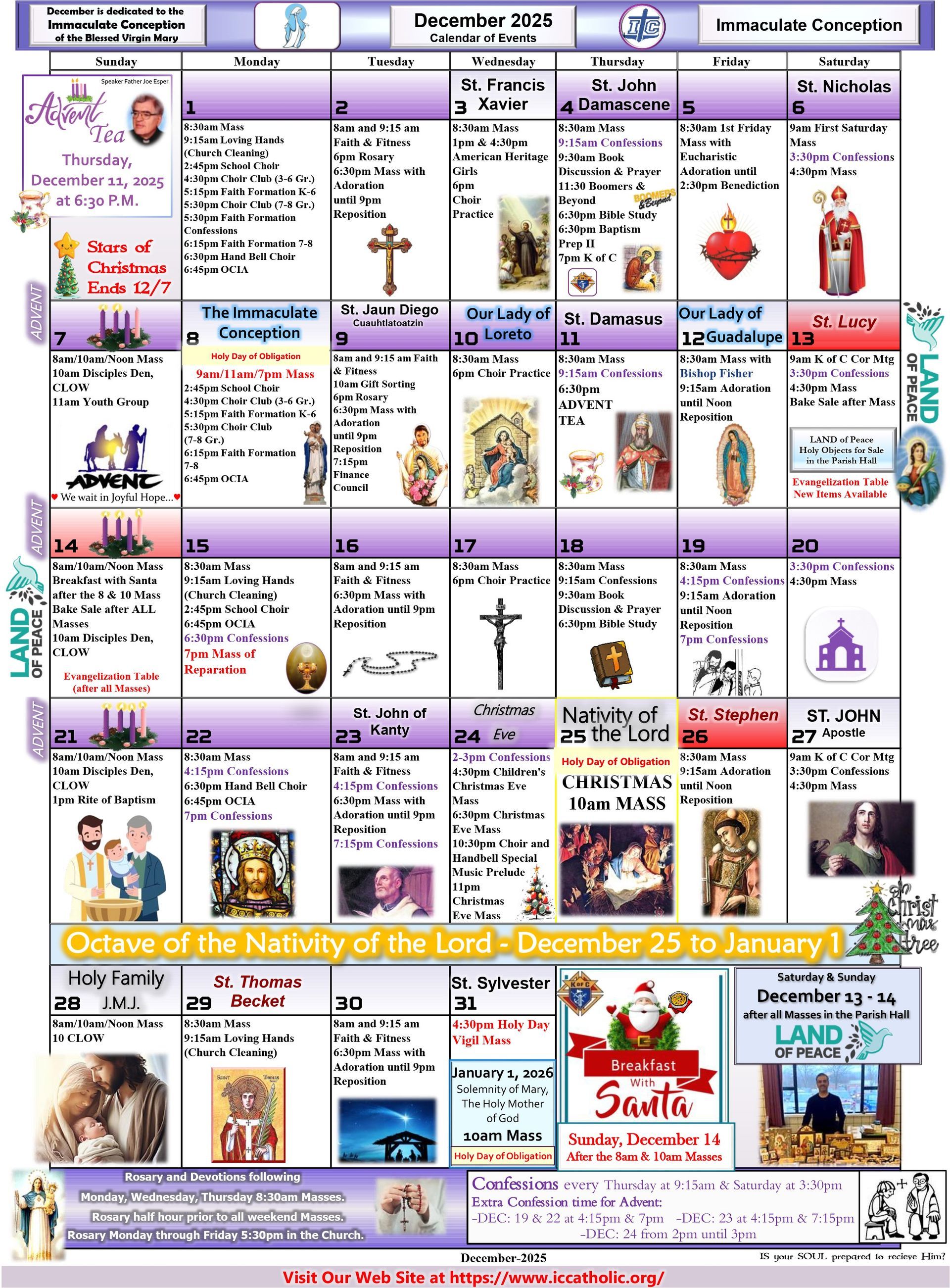 Immaculate Conception Church Calendar