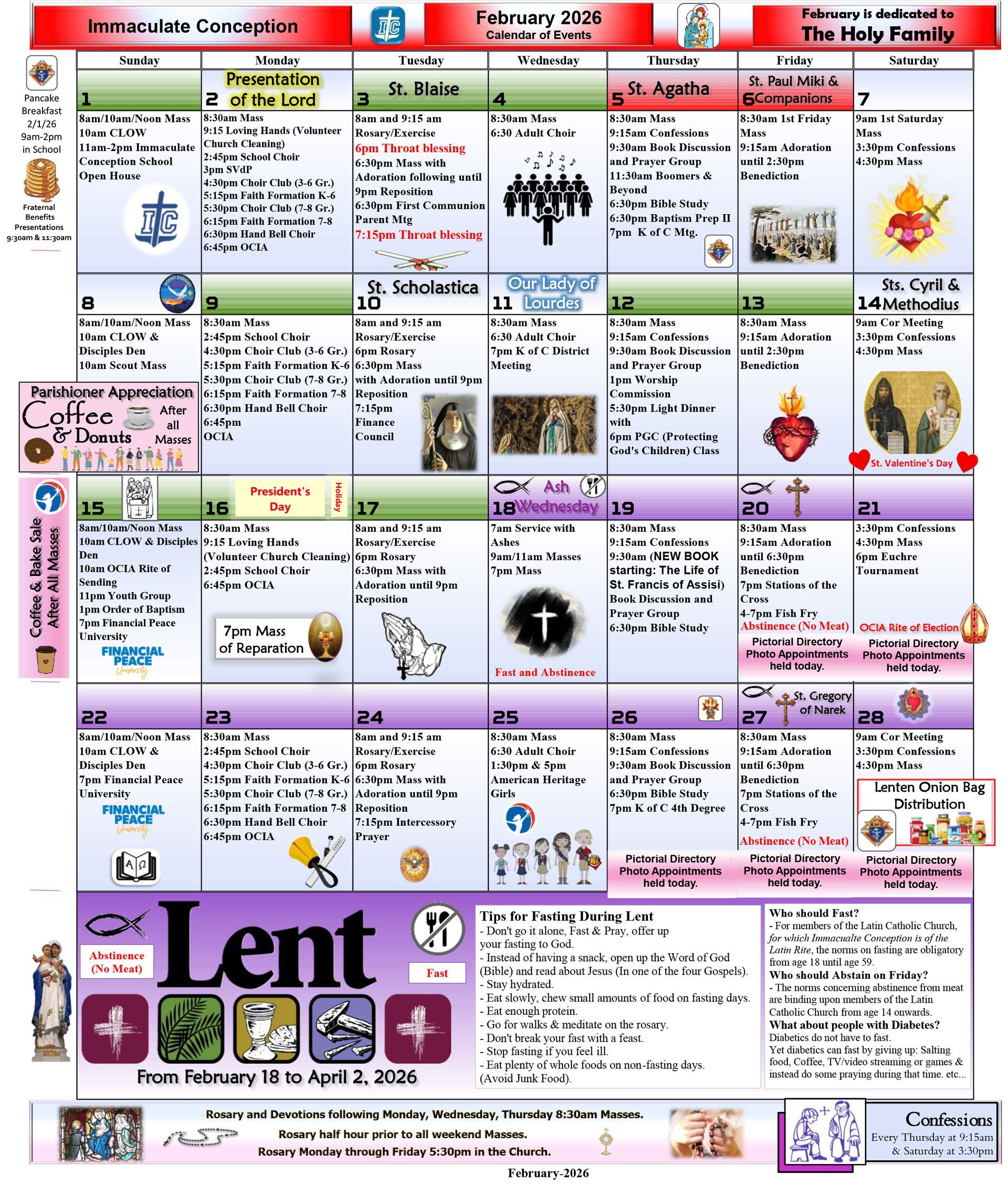 Immaculate Conception Church Calendar