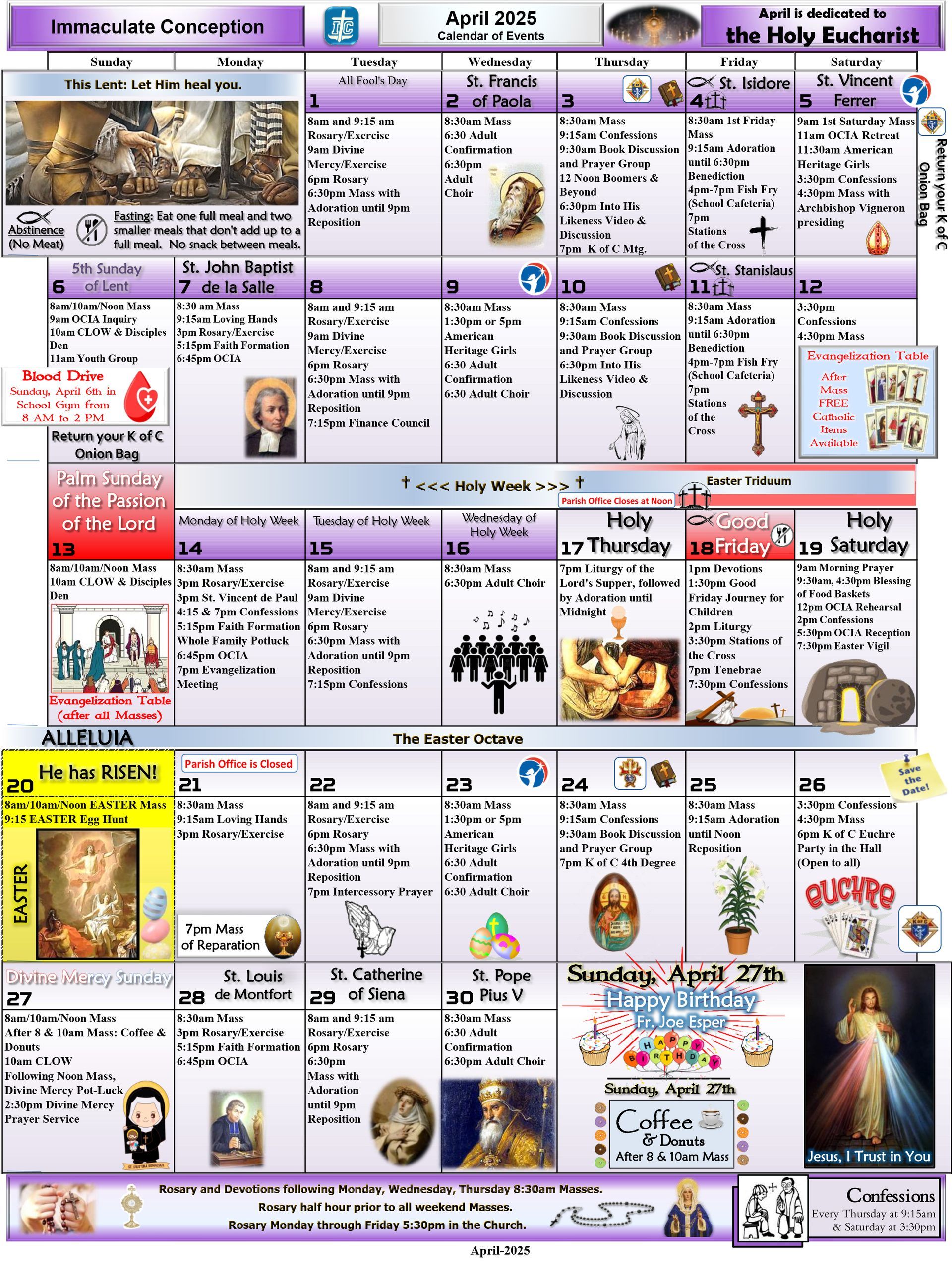 Immaculate Conception Church Calendar