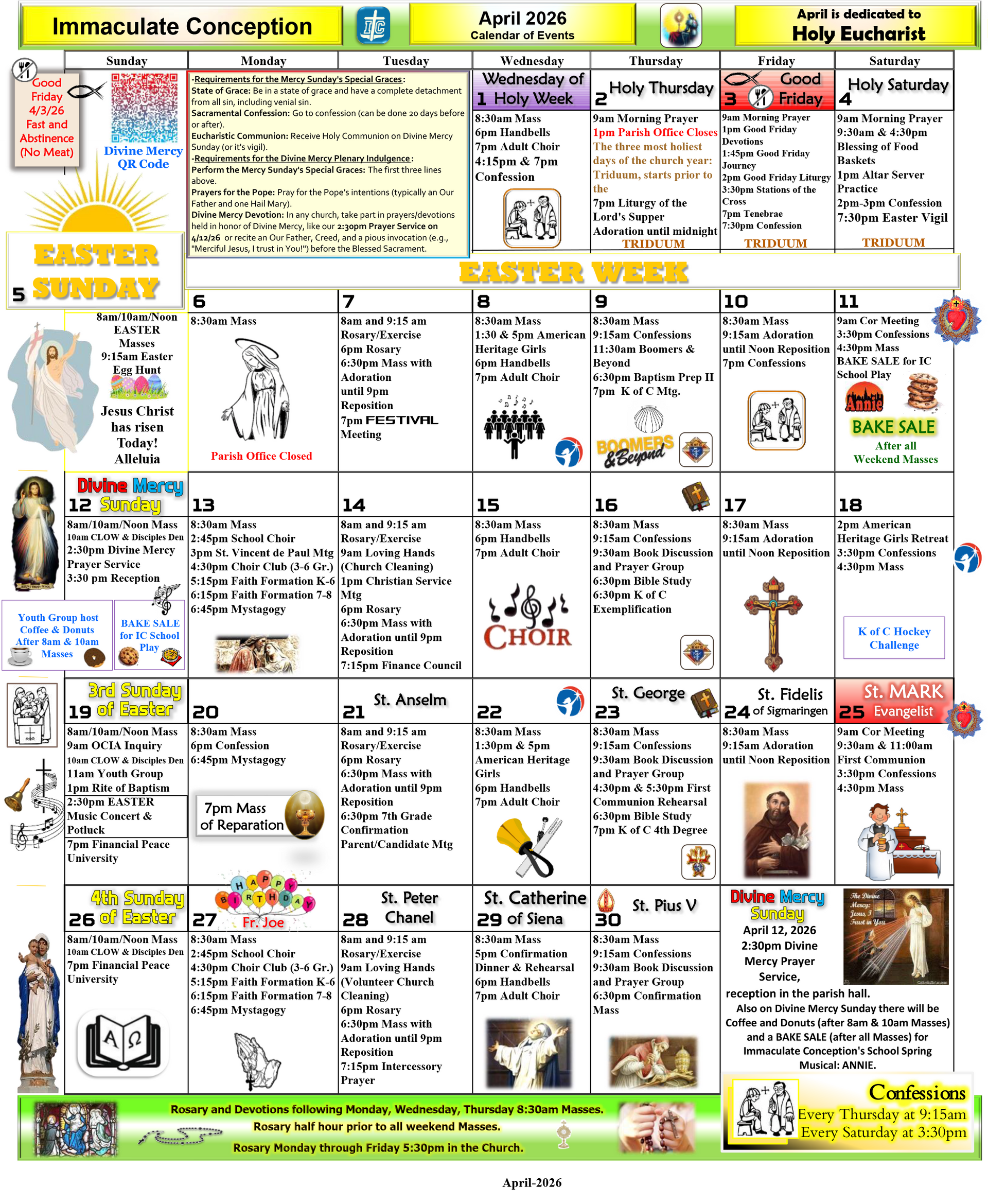 Immaculate Conception Church Calendar