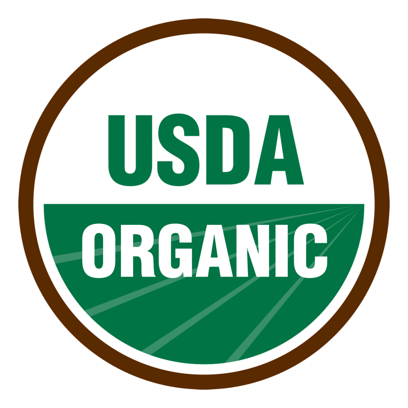 An usda organic logo with a brown border