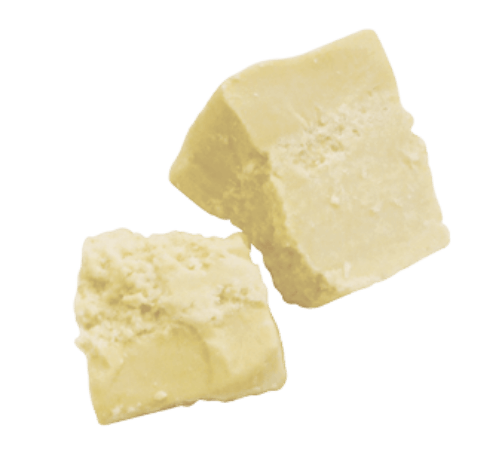 Two pieces of white butter cocoa on a white background