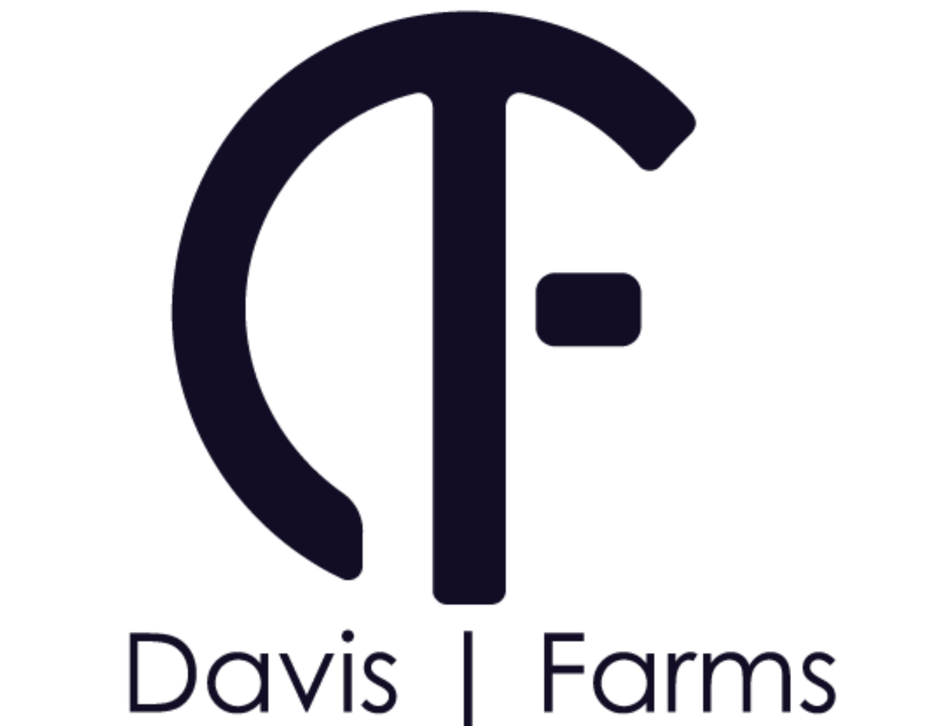 Dark blue logo of Davis Farms: a stylized 