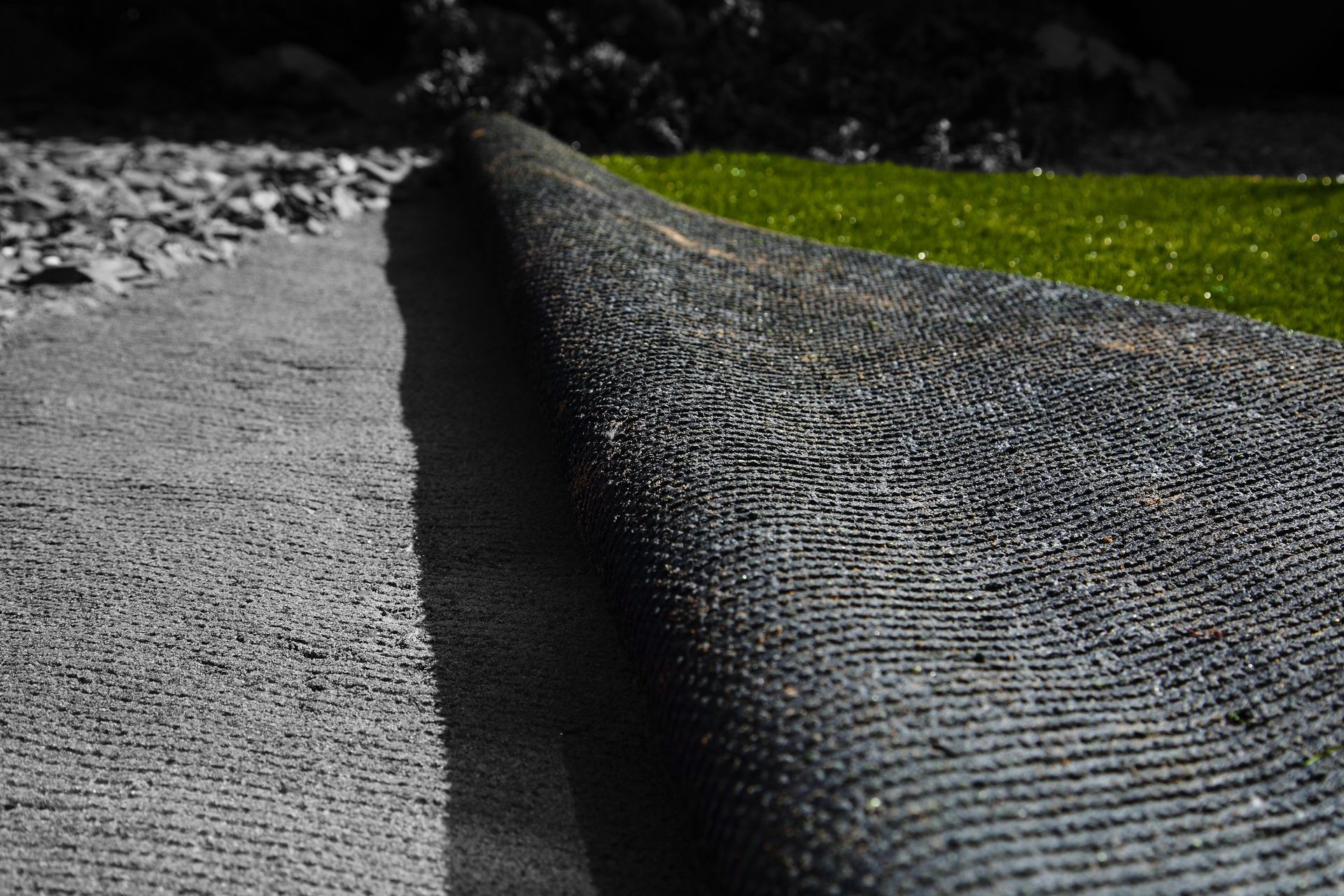 The underside of synthetic turf