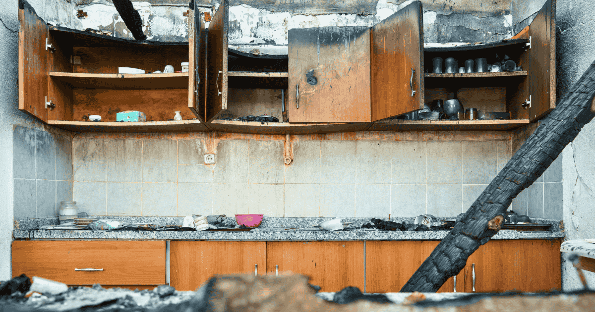 kitchen with fire damage