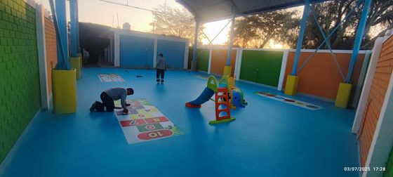 Pisos de caucho + poliuretano para niños