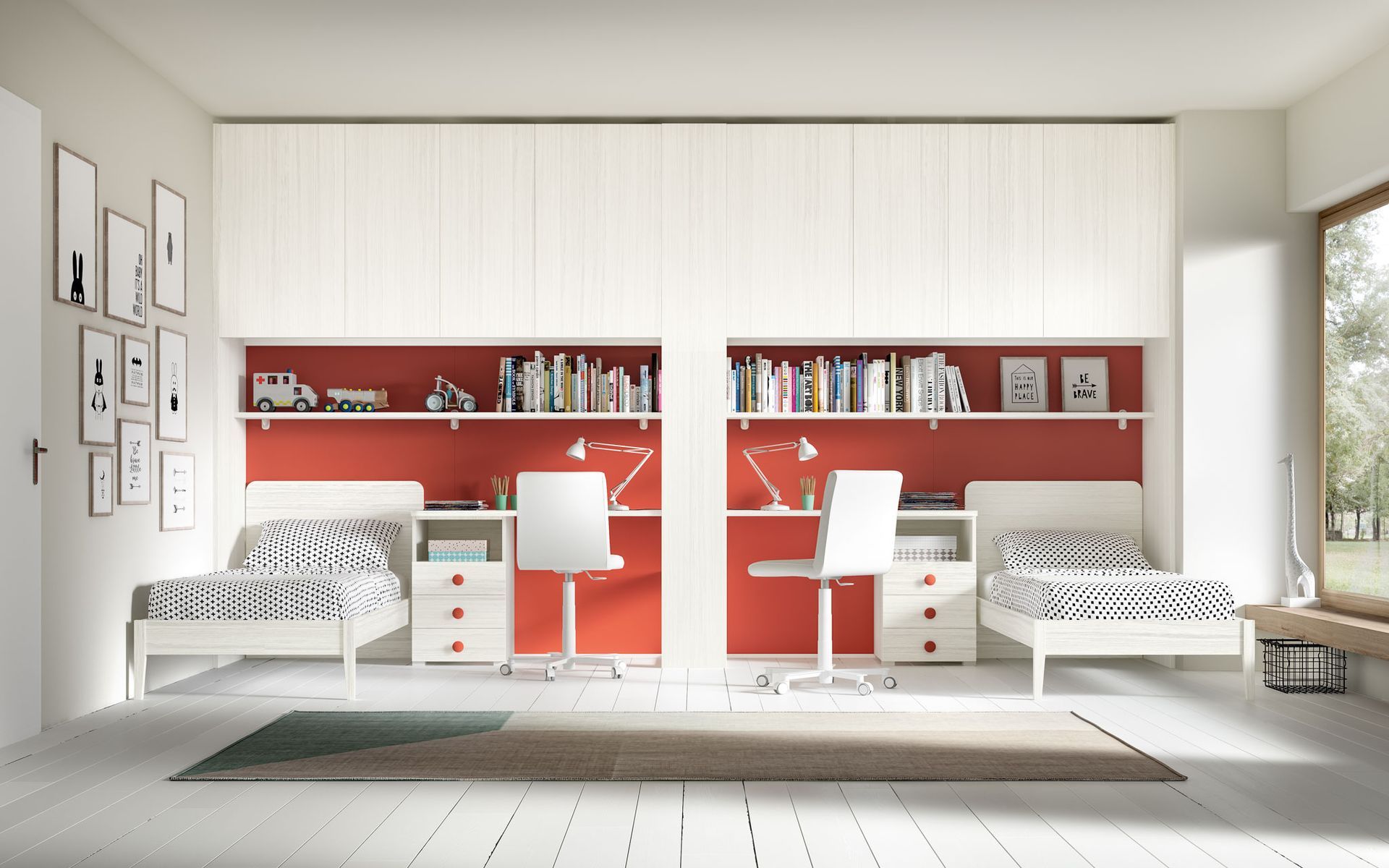 cameretta per bambini con due letti singoli