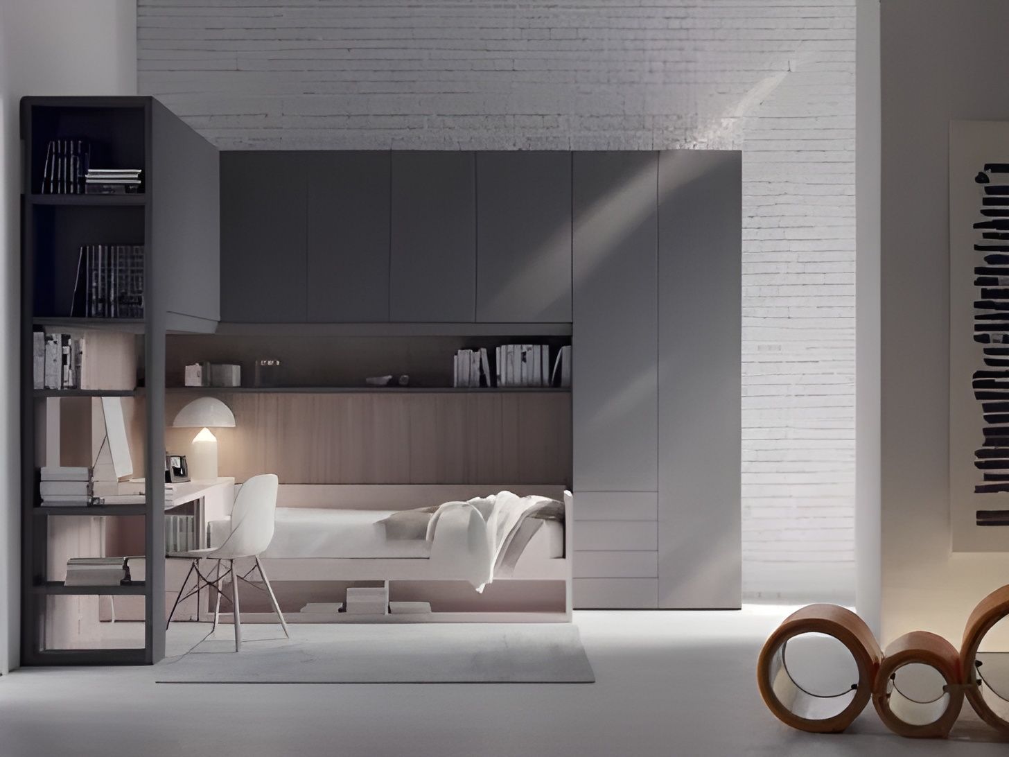 cameretta con letto a nicchia