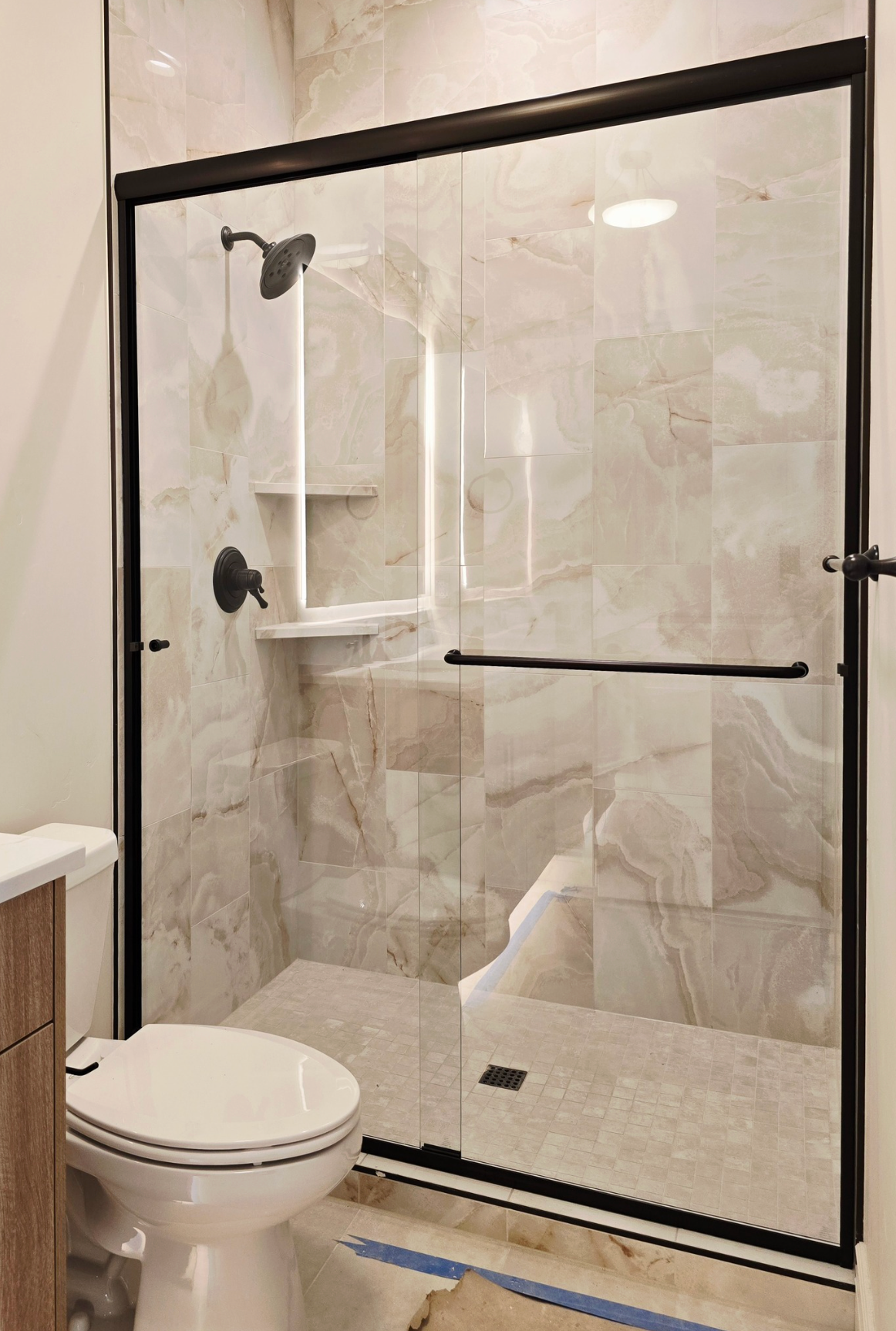 Custom Glass Shower with Matte Black Hardware