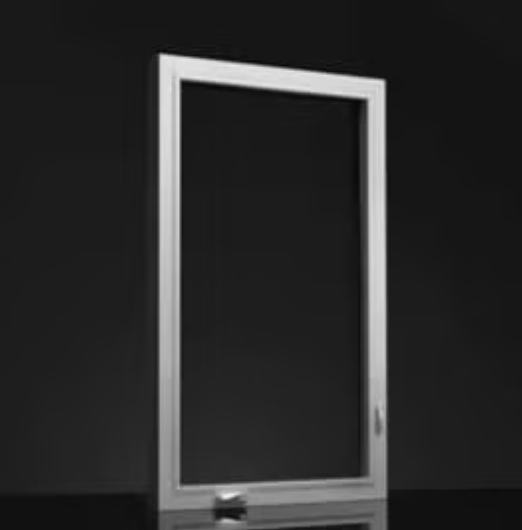 White rectangular window frame on a black background.