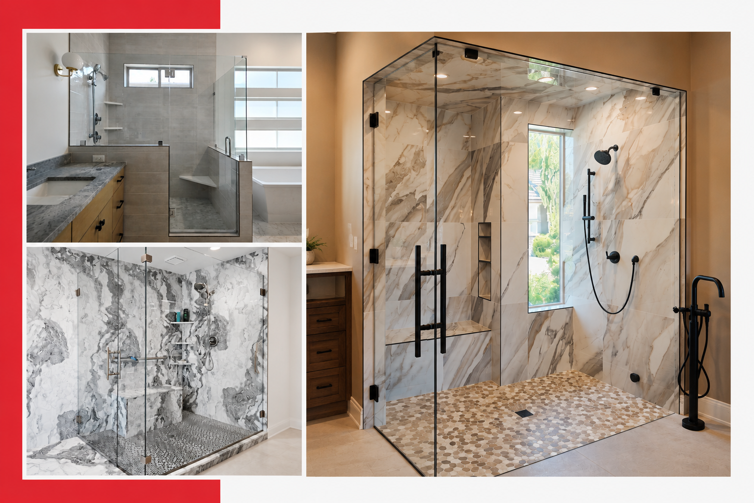 Beautiful Frameless Glass shower doors, installed by Roadrunner Glass Company in Meridian, ID