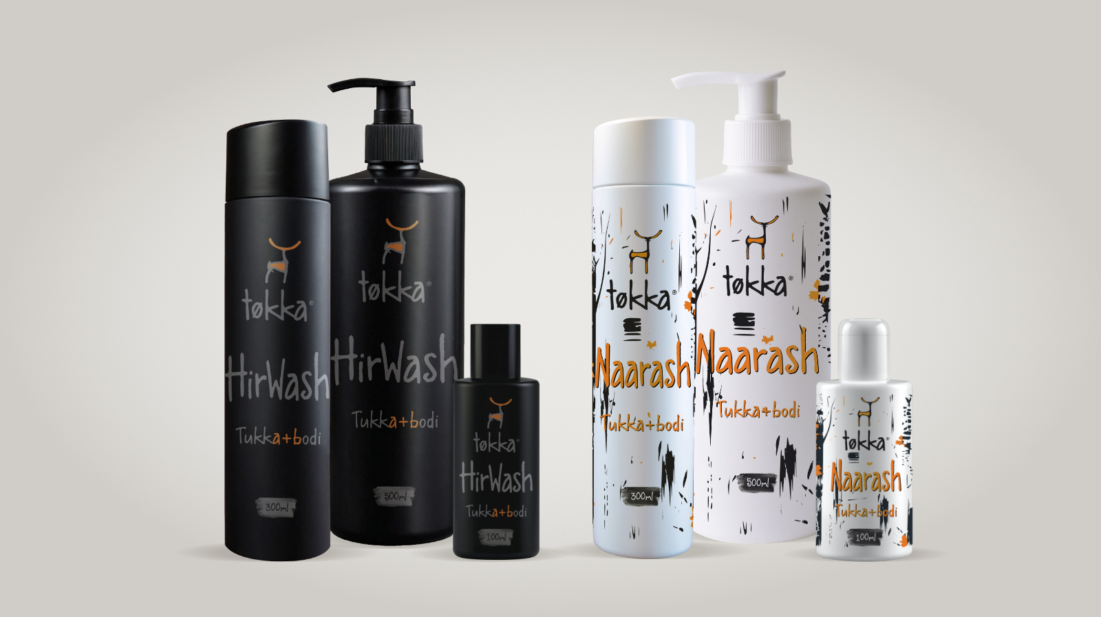A group of bottles of hair products are standing next to each other.