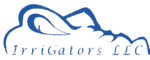Logo of Irrigators LLC, featuring a blue stylized alligator shape over the company name.