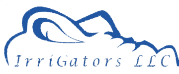 Blue stylized alligator logo with the text 