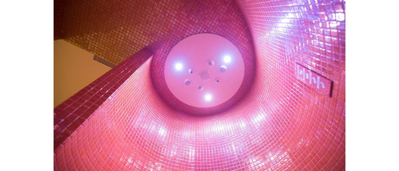 led lights in an experience shower
