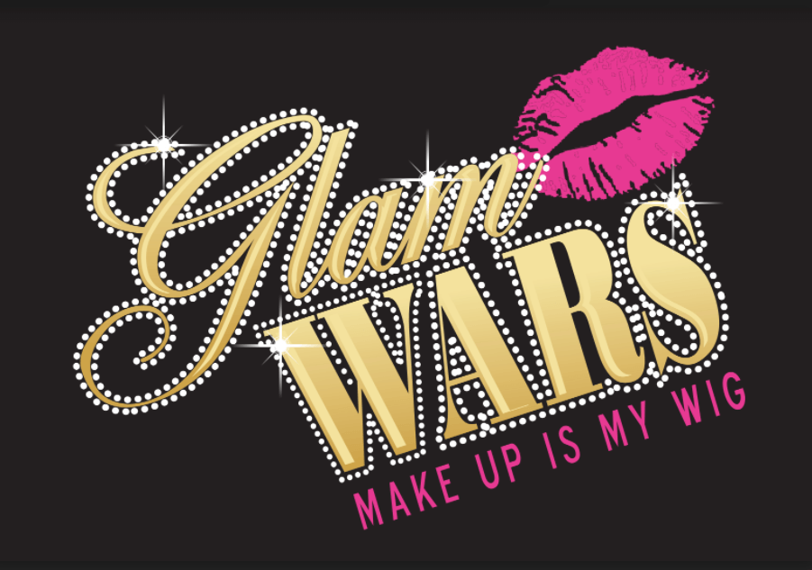 A sign that says glam wars make up is my wig