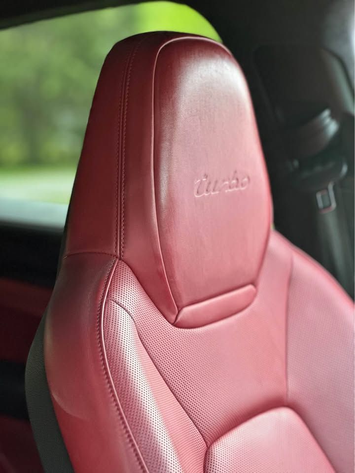 2020 Porsche Cayenne Coupe Turbo Red Front Seat Headrest View | Eurotech Knoxville