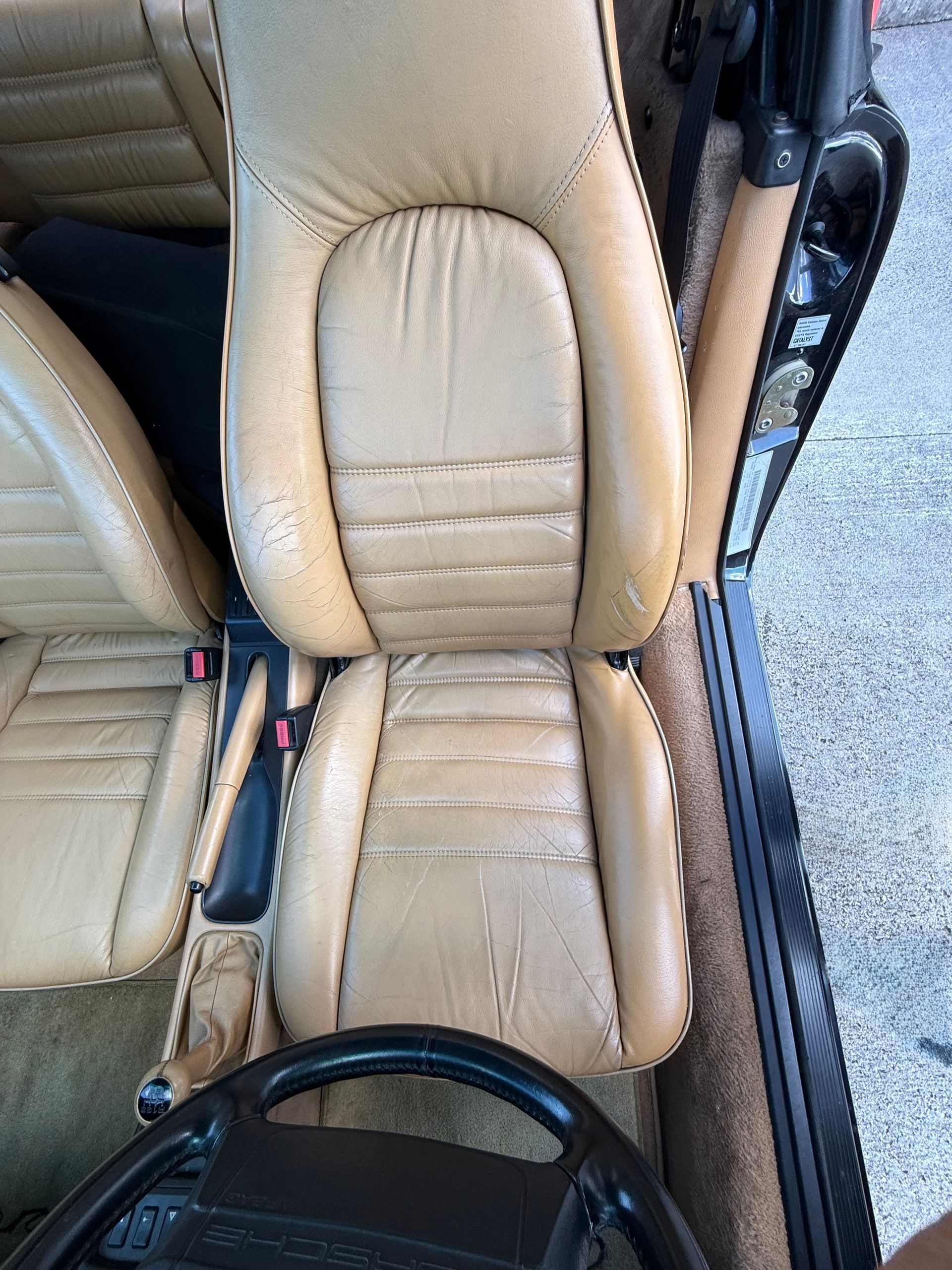 1991 Porsche 911 Carrera 2 Tan Driver Seat Interior View | Eurotech Knoxville