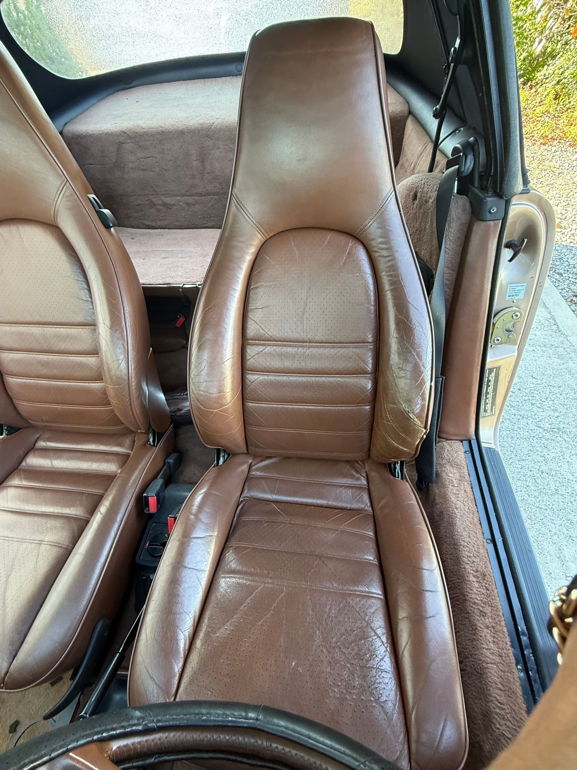 1987 Porsche 911 Carrera Brown Front Seat Interior View | Eurotech Knoxville