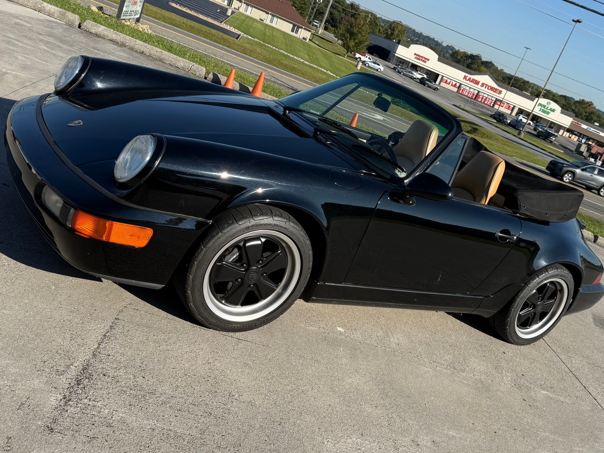 1991 Porsche 911 Carrera 2 Black Convertible Front Side View | Eurotech Knoxville