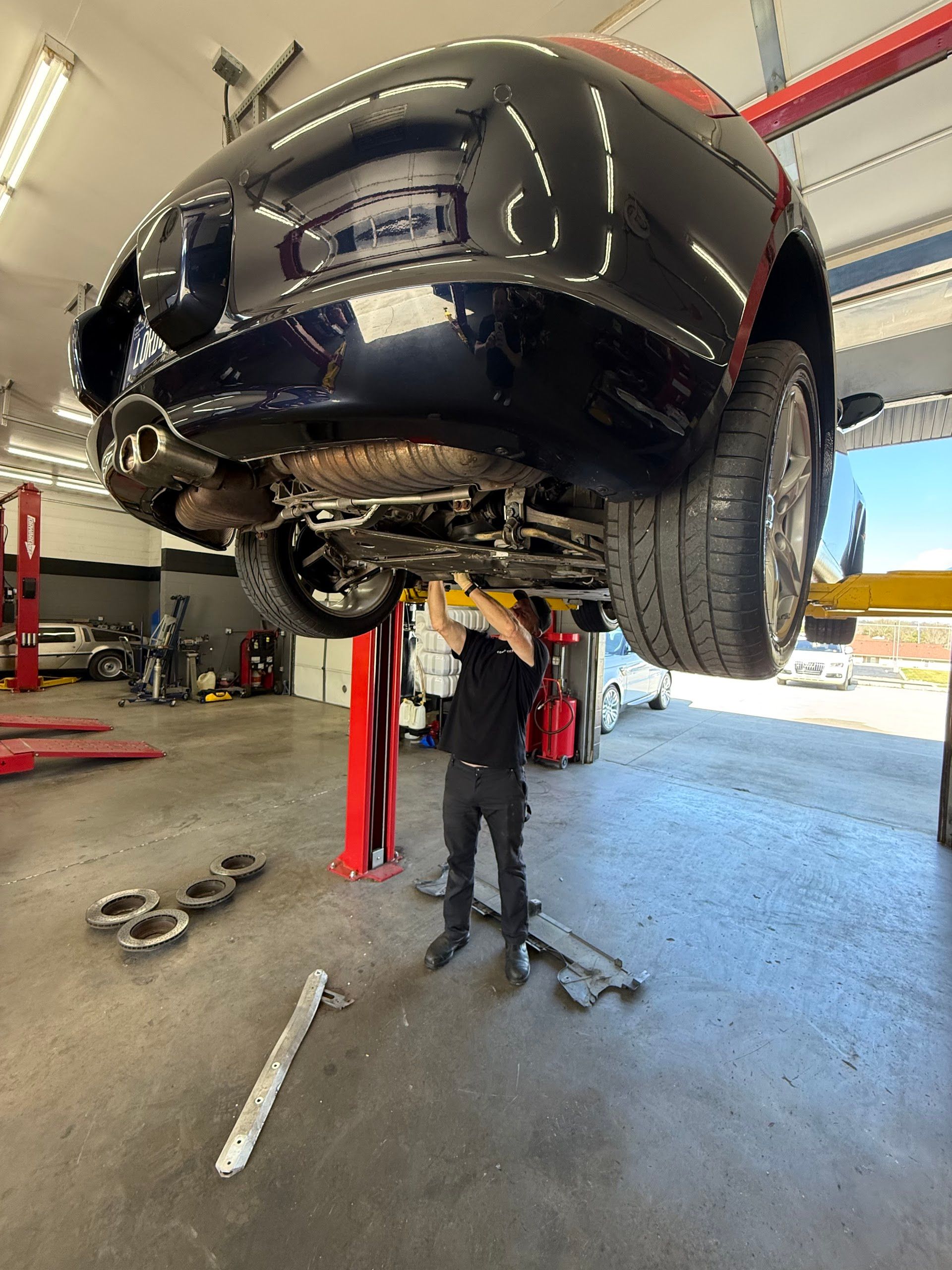 European Vehicle On Lift Inside Auto Repair Shop | Eurotech Knoxville