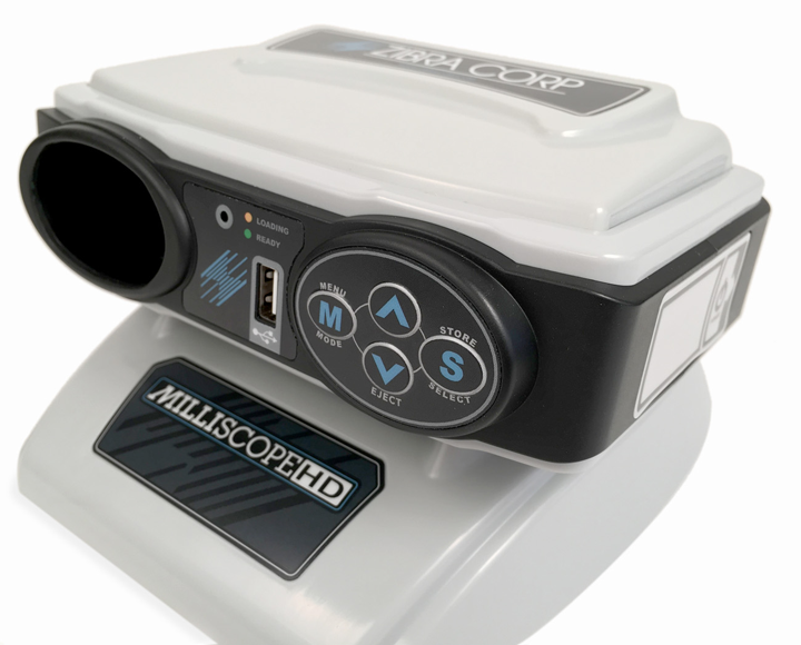 A white and black device that says milliscope hd on it