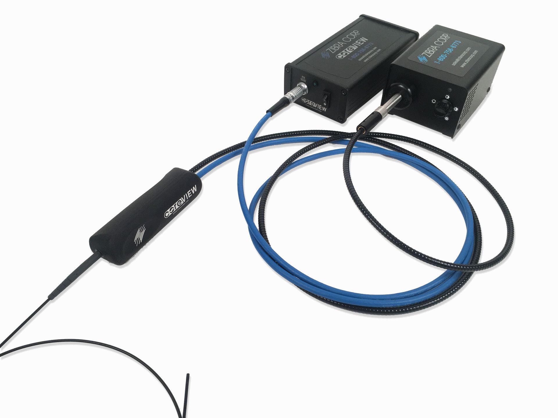 A black box with a blue cord connected to it