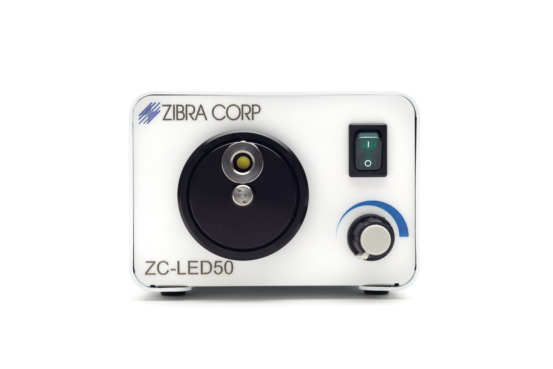 A zebra corp zc-lfd50 device is sitting on a white surface