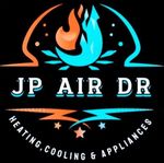 Logo for JP Air DR with flame/ice graphic, text "JP AIR DR," and "Heating, Cooling & Appliances".